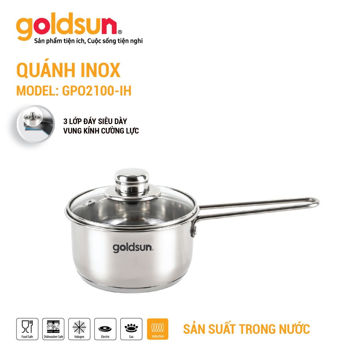 Quánh inox Goldsun GPO2100-IH